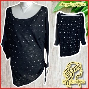 EXPRESS - Sz M - asymmetric 3/4 arm studded batwing lightweight sweater